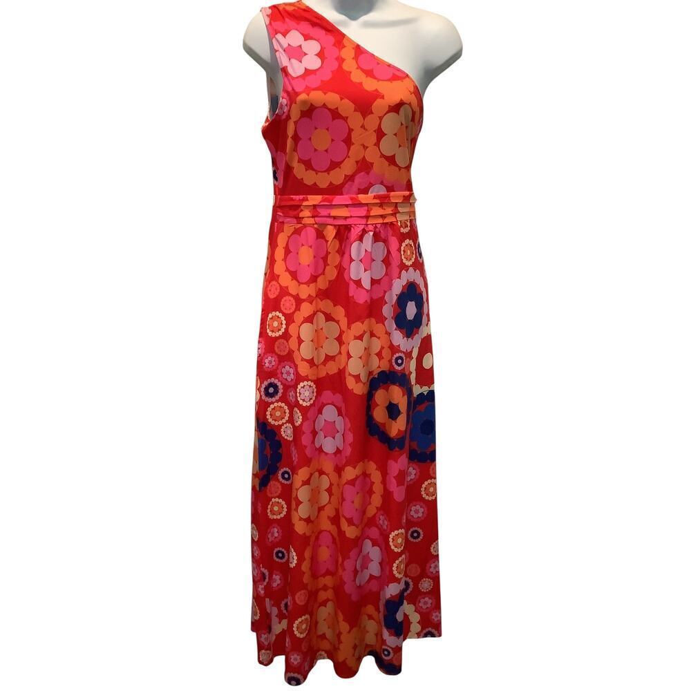VERY RETRO VERY BOHO ONE SHOULDER STRETCH FLORAL MAXI DRESS M NWT